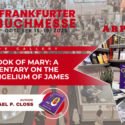 “The Book of Mary: A Commentary on the Protevangelium of James (Second Edition)” by Michael P. Closs is displayed at the 2025 Frankfurt Book Fair (Frankfurter Buchmesse)