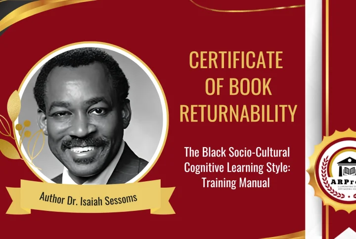 “The Black Socio-Cultural Cognitive Learning Style: Training Manual” by Dr. Isaiah Sessoms is tagged as returnable